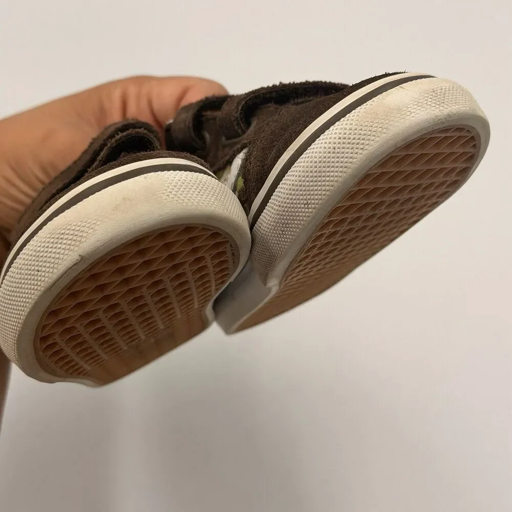 Vans Old Skool V Toddler 9 Painted Camo Brown Suede Hook & Loop Sneakers Shoes